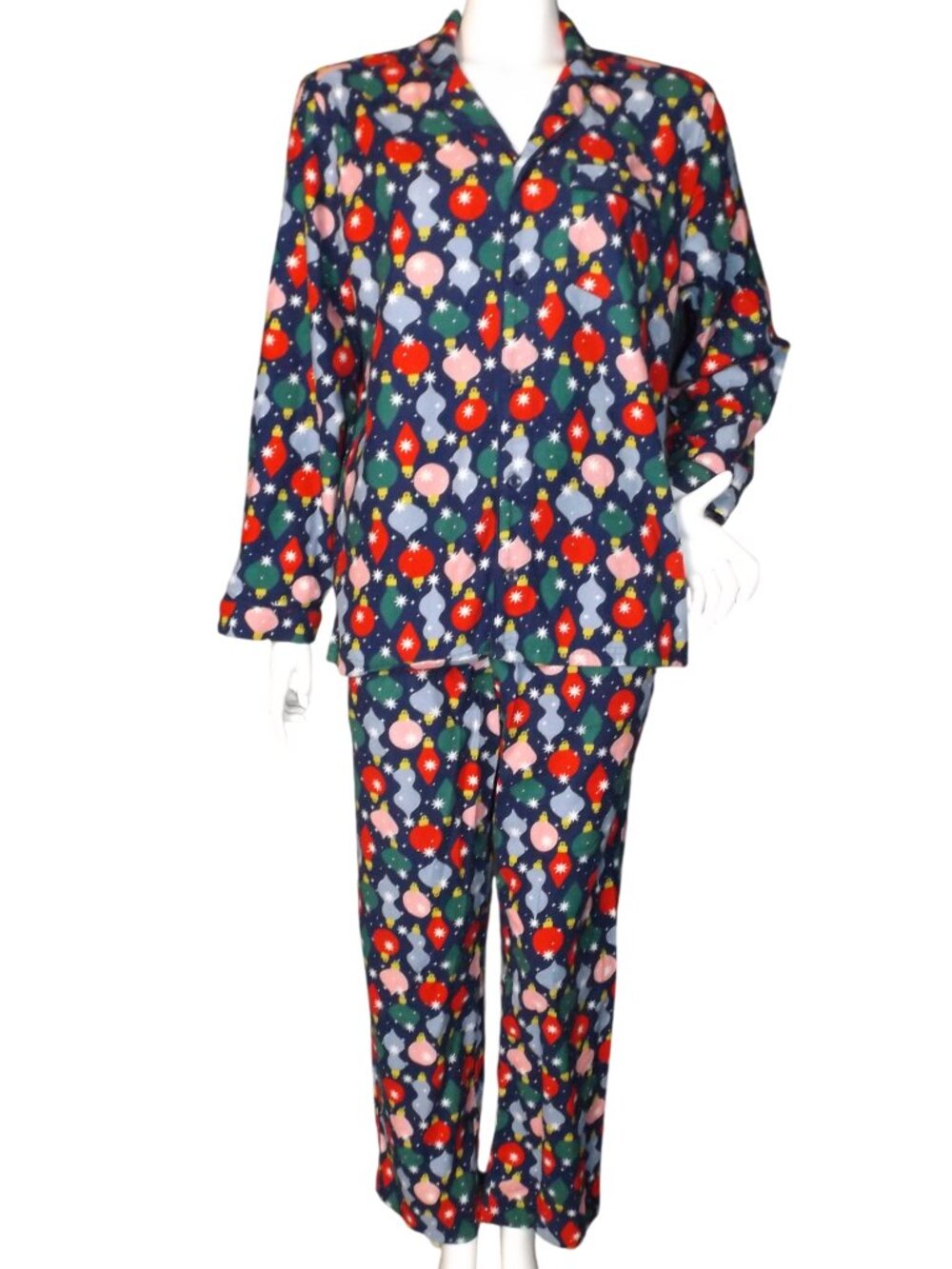 HANNA ANDERSSON Pajama Set, S, Christmas Ornaments, Top/Pant, Drawstring Pockets